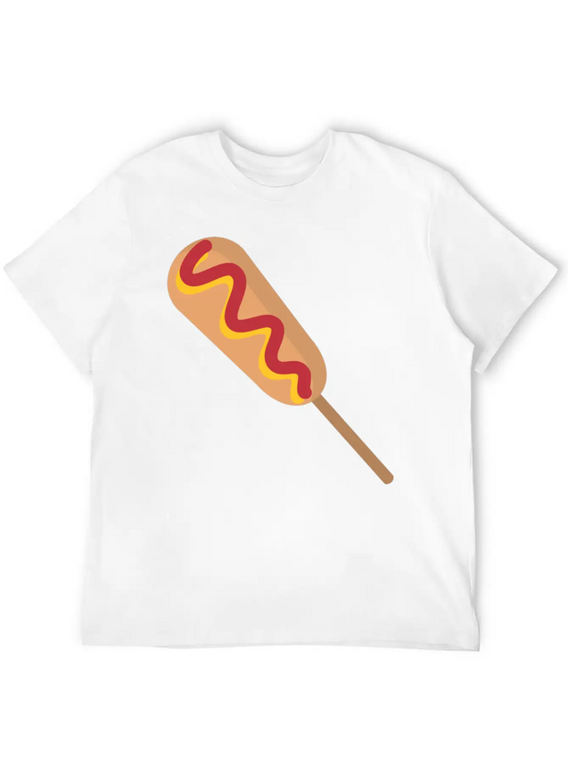 Corn Dog Cartoon Lightweight Cotton T-Shirt – Daily Comfort Graphic Shirt