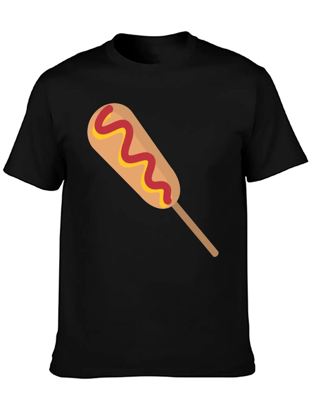 Corn Dog Cartoon Lightweight Cotton T-Shirt – Daily Comfort Graphic Shirt