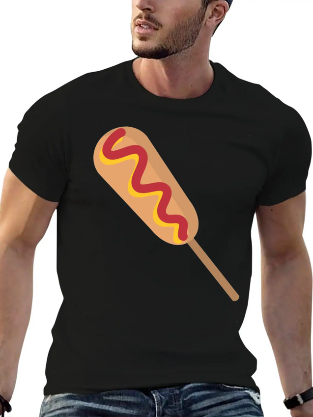 Corn Dog Cartoon Lightweight Cotton T-Shirt – Daily Comfort Graphic Shirt