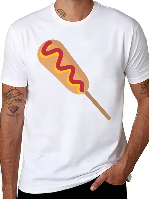 Corn Dog Cartoon Lightweight Cotton T-Shirt – Daily Comfort Graphic Shirt