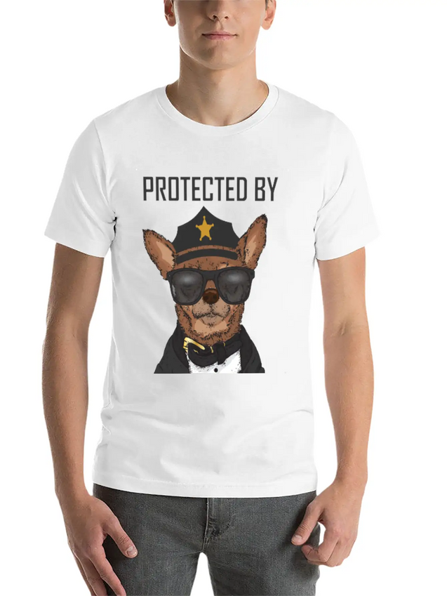 COVID 19 Protected By Chihuahua Security Lightweight Cotton T-Shirt – Daily Comfort Graphic Shirt
