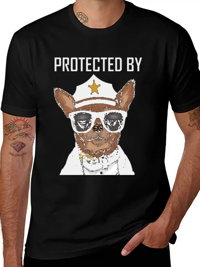 COVID 19 Protected By Chihuahua Security Lightweight Cotton T-Shirt – Daily Comfort Graphic Shirt