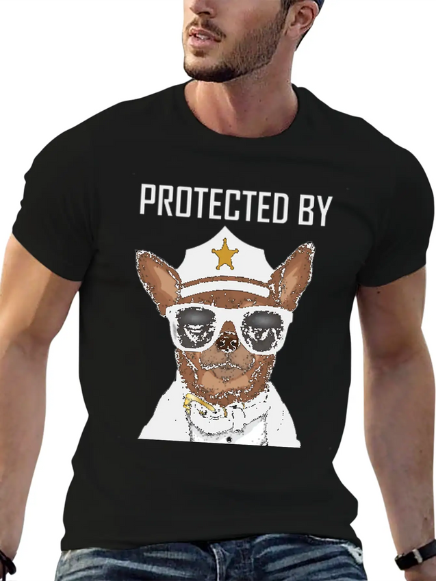 COVID 19 Protected By Chihuahua Security Lightweight Cotton T-Shirt – Daily Comfort Graphic Shirt