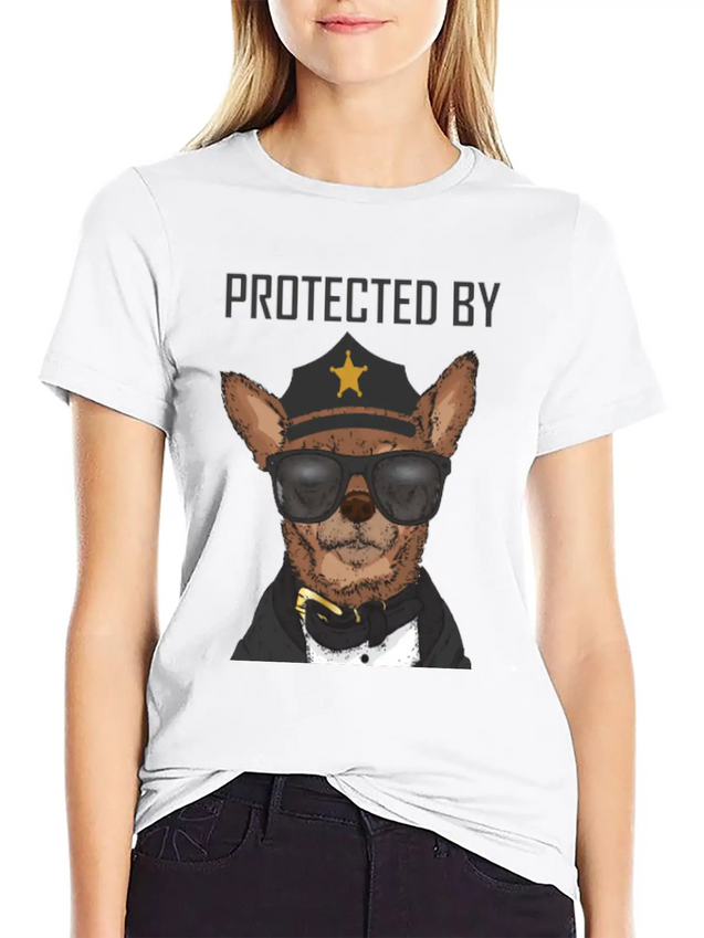 COVID 19 Protected By Chihuahua Security Lightweight Cotton T-Shirt – Daily Comfort Graphic Shirt