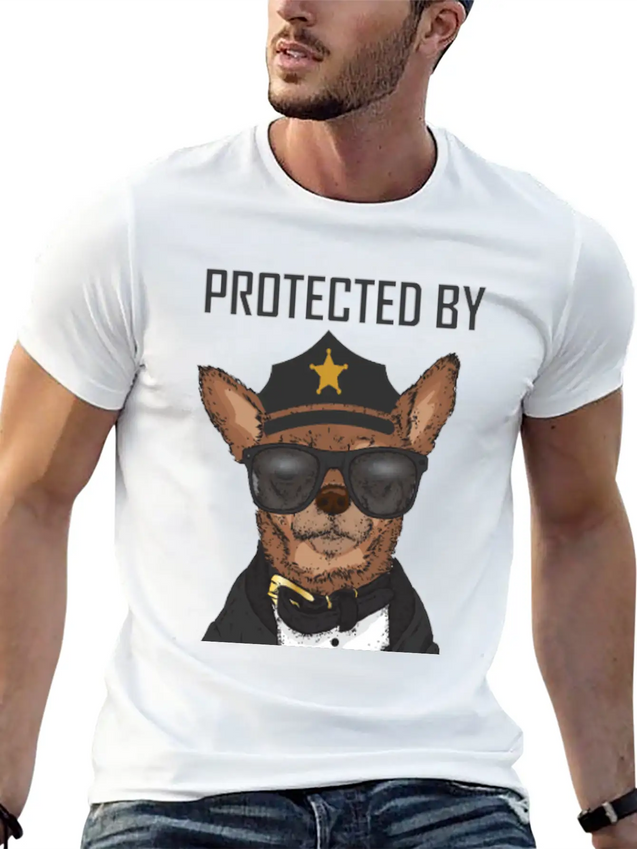COVID 19 Protected By Chihuahua Security Lightweight Cotton T-Shirt – Daily Comfort Graphic Shirt