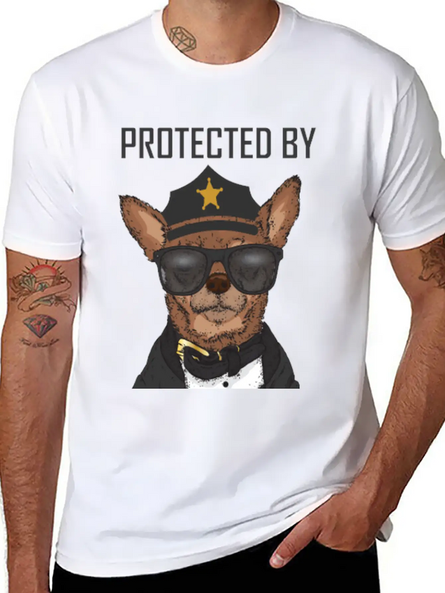 COVID 19 Protected By Chihuahua Security Lightweight Cotton T-Shirt – Daily Comfort Graphic Shirt