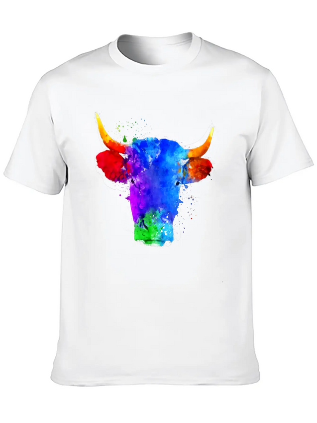 Cow Watercolor Art Lightweight Cotton T-Shirt – Daily Comfort Graphic Shirt