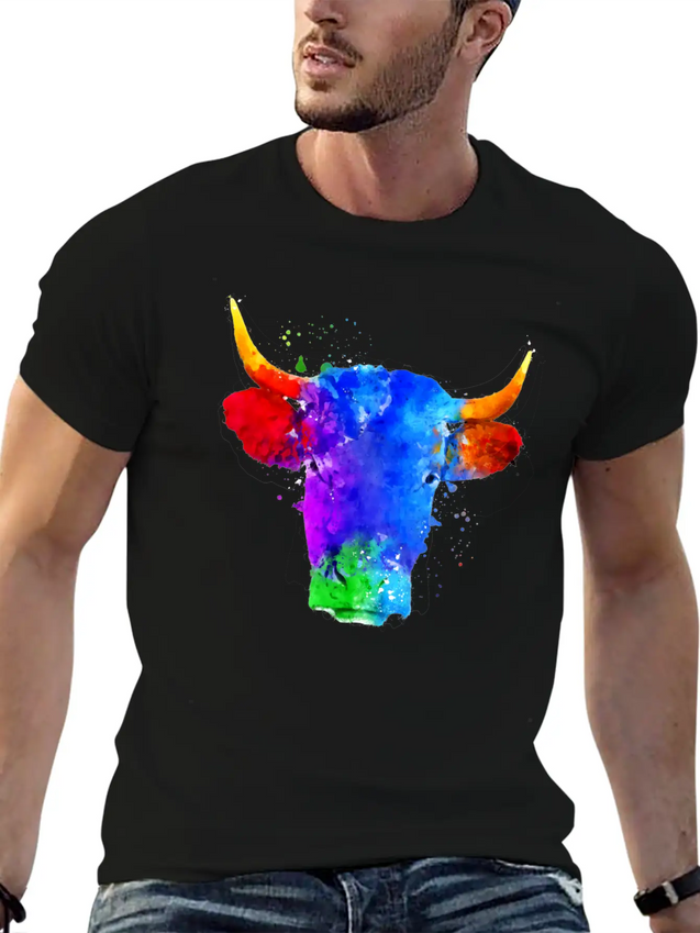 Cow Watercolor Art Lightweight Cotton T-Shirt – Daily Comfort Graphic Shirt