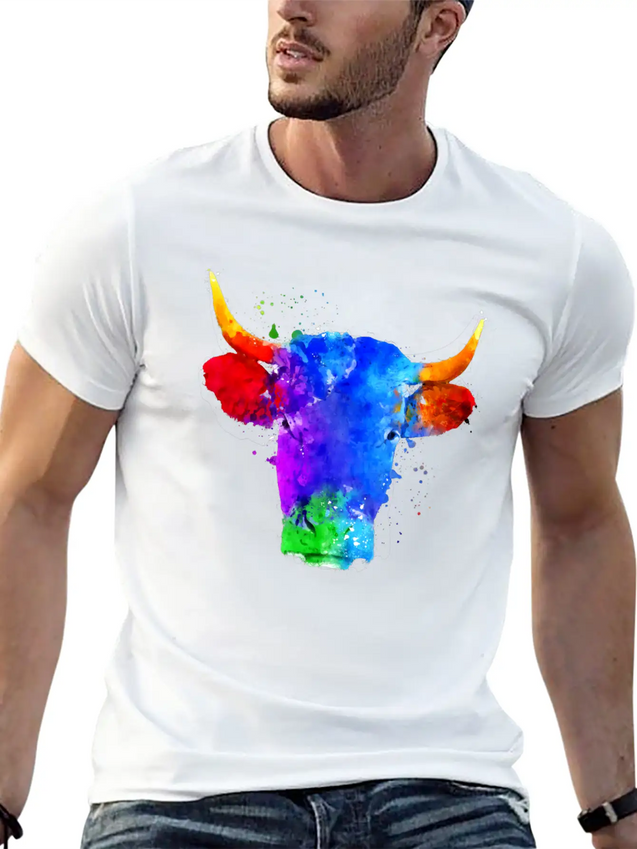 Cow Watercolor Art Lightweight Cotton T-Shirt – Daily Comfort Graphic Shirt