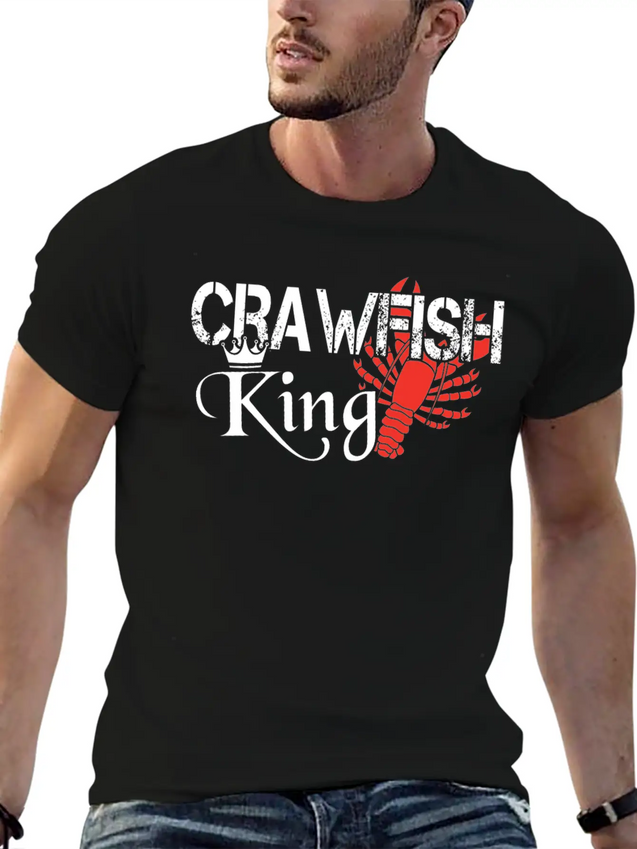 Crawfish King Crayfish Boil Party Festival Lightweight Cotton T-Shirt – Daily Comfort Graphic Shirt