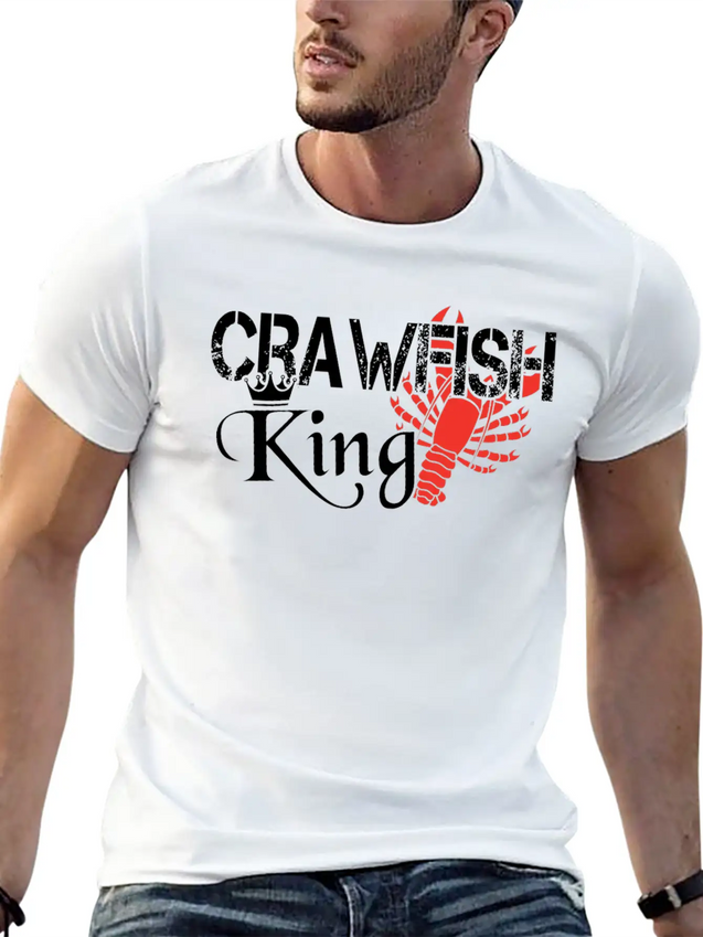 Crawfish King Crayfish Boil Party Festival Lightweight Cotton T-Shirt – Daily Comfort Graphic Shirt