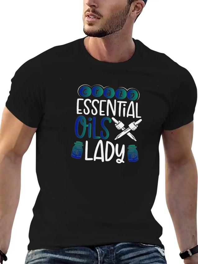 Crazy Essential Oils Lady Gifts Essential Oils Lightweight Cotton T-Shirt – Daily Comfort Graphic Shirt