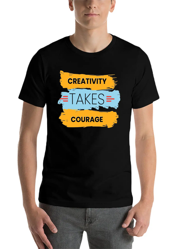 Creativity Takes Courage Amazing Black Male Tshirt Lightweight Cotton T-Shirt – Daily Comfort Graphic Shirt