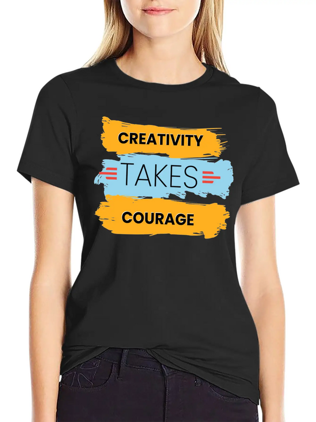 Creativity Takes Courage Amazing Black Male Tshirt Lightweight Cotton T-Shirt – Daily Comfort Graphic Shirt