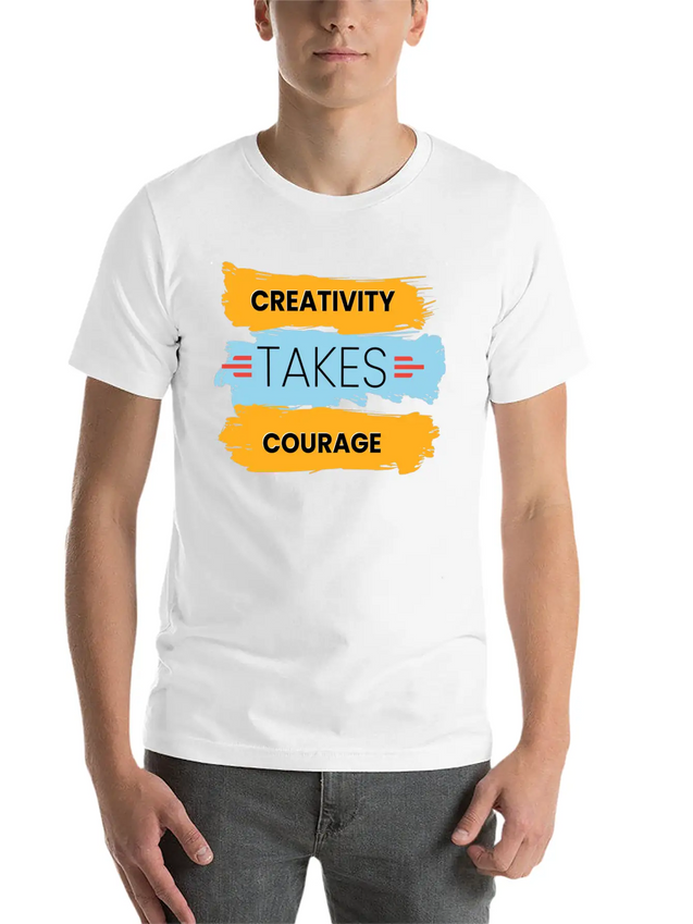 Creativity Takes Courage Amazing Black Male Tshirt Lightweight Cotton T-Shirt – Daily Comfort Graphic Shirt