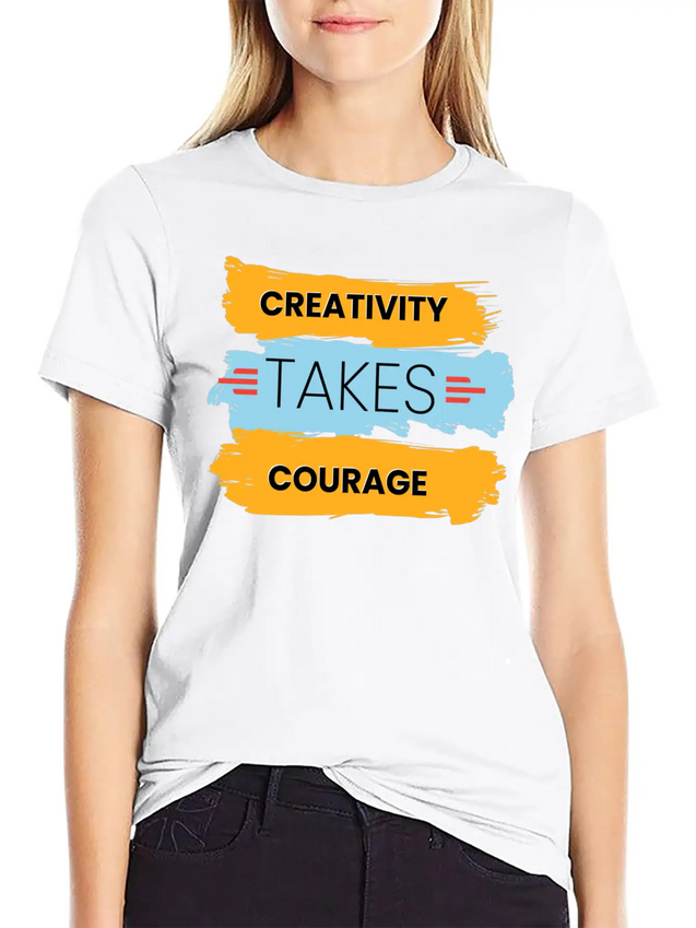 Creativity Takes Courage Amazing Black Male Tshirt Lightweight Cotton T-Shirt – Daily Comfort Graphic Shirt