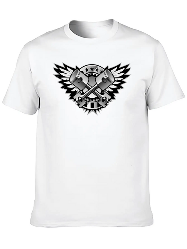 Crossed Pistons And Wings Logo Lightweight Cotton T-Shirt – Daily Comfort Graphic Shirt