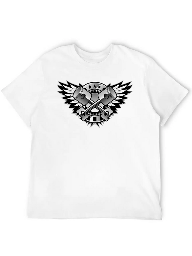 Crossed Pistons And Wings Logo Lightweight Cotton T-Shirt – Daily Comfort Graphic Shirt