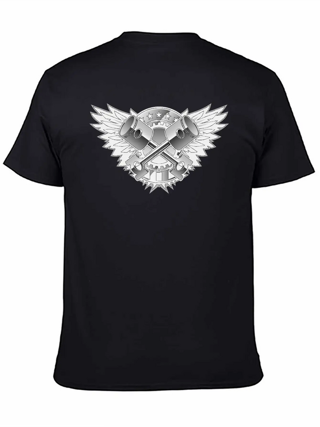 Crossed Pistons And Wings Logo Lightweight Cotton T-Shirt – Daily Comfort Graphic Shirt