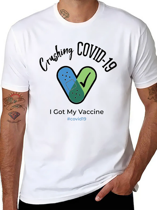 Crushing Covid19 I Got My Vaccine Lightweight Cotton T-Shirt – Daily Comfort Graphic Shirt