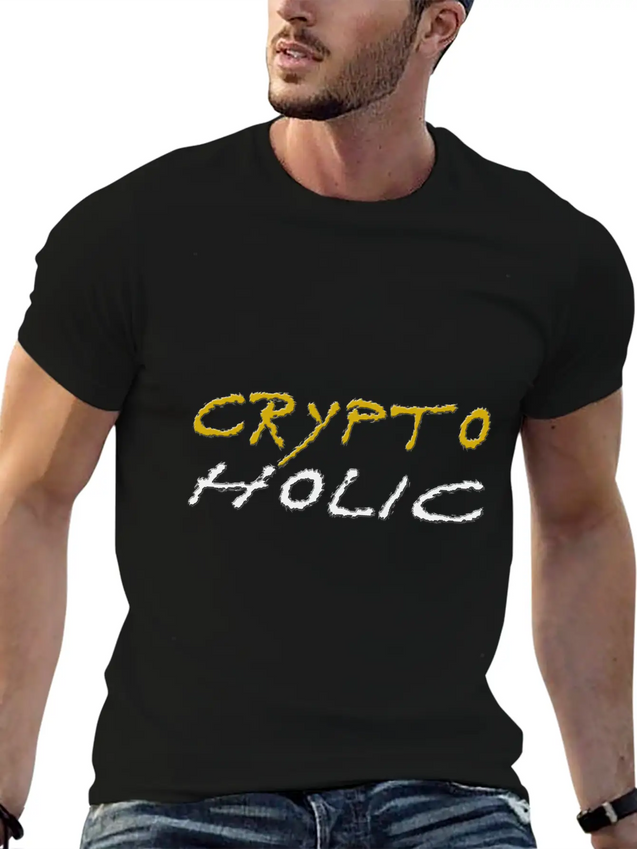 Crypto Holic Bitcoin Lightweight Cotton T-Shirt – Daily Comfort Graphic Shirt