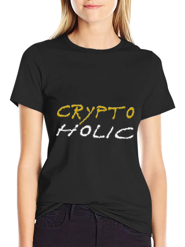 Crypto Holic Bitcoin Lightweight Cotton T-Shirt – Daily Comfort Graphic Shirt