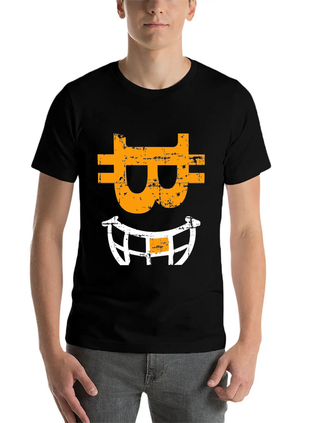 CRYPTO SMILE Bitcoin Blockchain Lightweight Cotton T-Shirt – Daily Comfort Graphic Shirt
