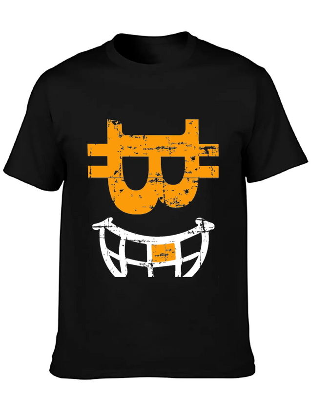 CRYPTO SMILE Bitcoin Blockchain Lightweight Cotton T-Shirt – Daily Comfort Graphic Shirt