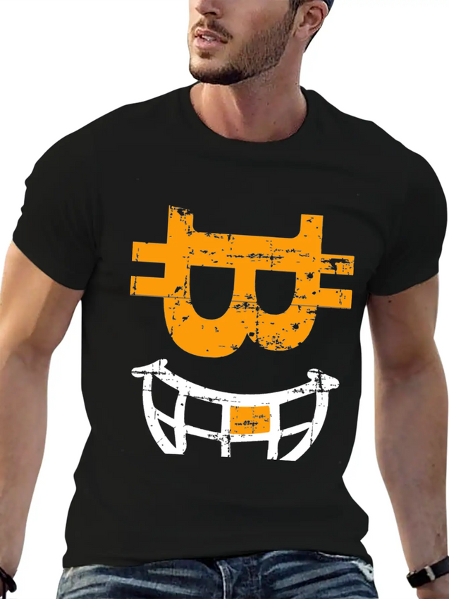 CRYPTO SMILE Bitcoin Blockchain Lightweight Cotton T-Shirt – Daily Comfort Graphic Shirt