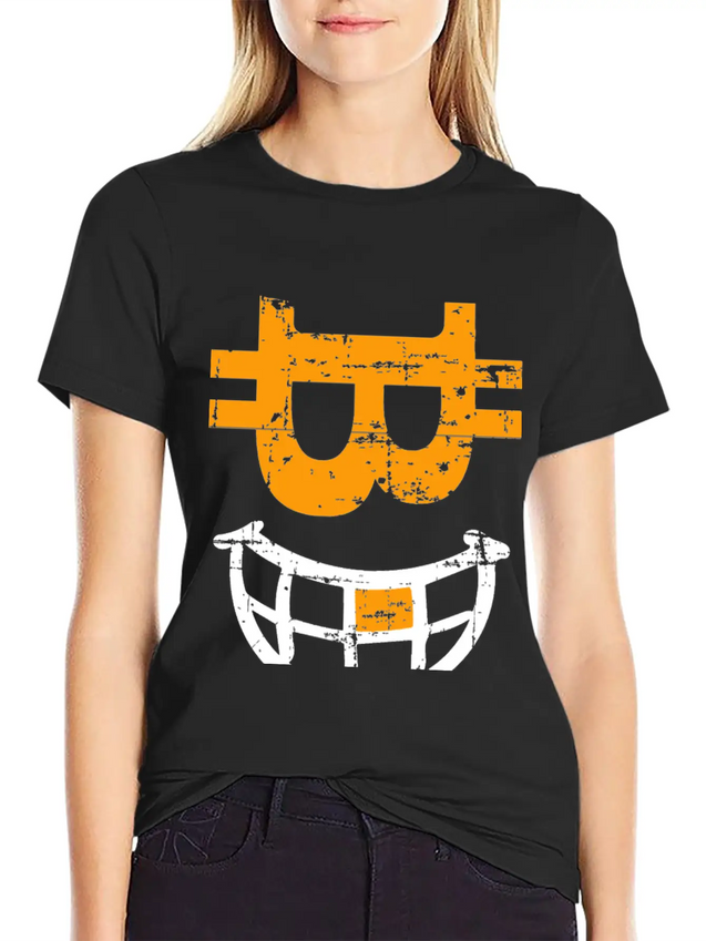 CRYPTO SMILE Bitcoin Blockchain Lightweight Cotton T-Shirt – Daily Comfort Graphic Shirt