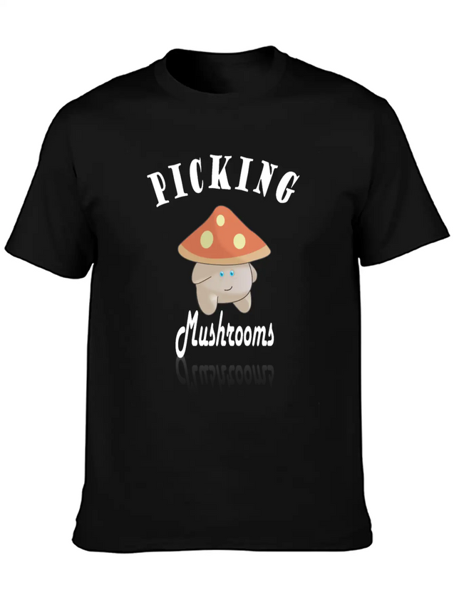 Cute Mushroom Picker Lightweight Cotton T-Shirt – Daily Comfort Graphic Shirt