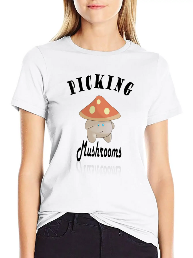 Cute Mushroom Picker Lightweight Cotton T-Shirt – Daily Comfort Graphic Shirt