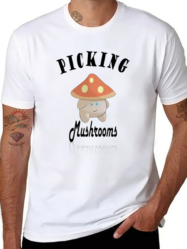 Cute Mushroom Picker Lightweight Cotton T-Shirt – Daily Comfort Graphic Shirt
