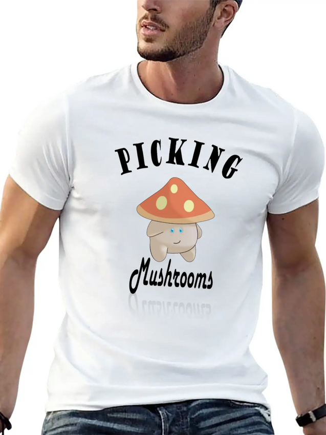 Cute Mushroom Picker Lightweight Cotton T-Shirt – Daily Comfort Graphic Shirt