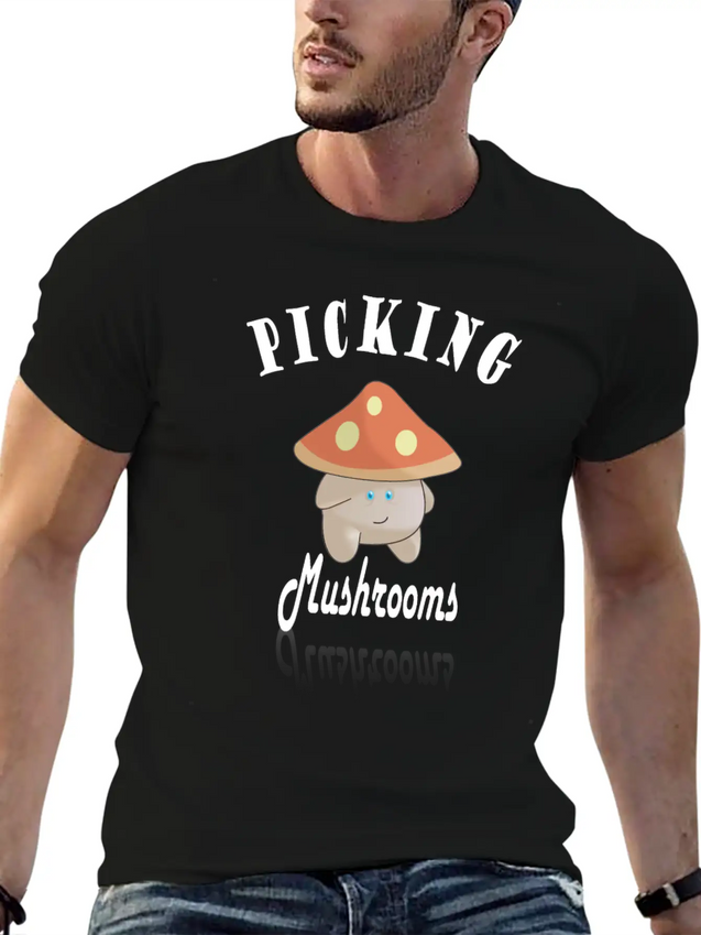 Cute Mushroom Picker Lightweight Cotton T-Shirt – Daily Comfort Graphic Shirt