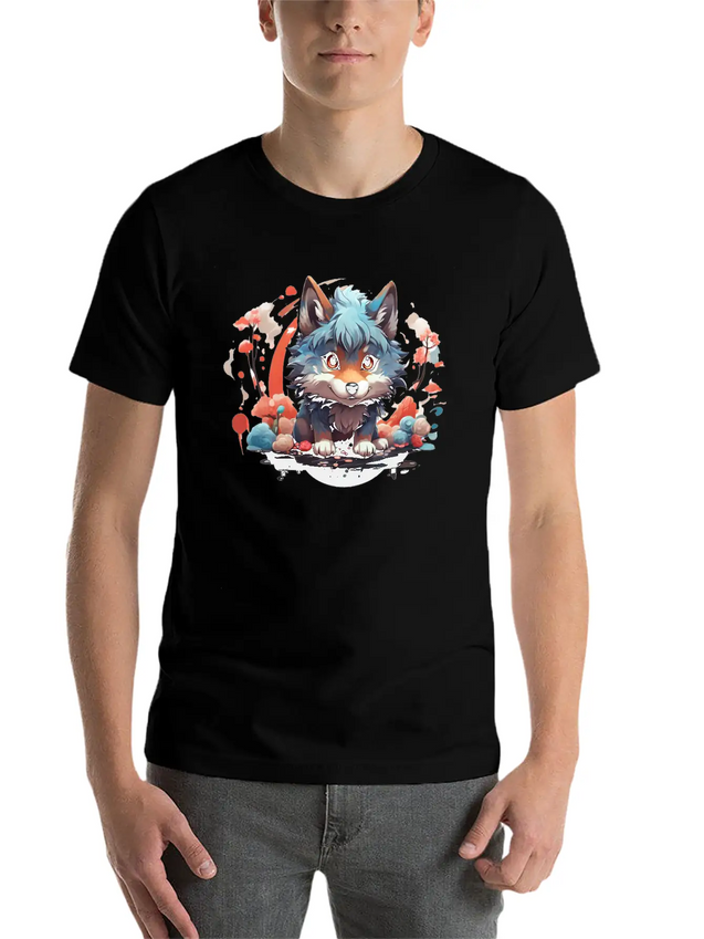 Cute Wolf Lightweight Cotton T-Shirt – Daily Comfort Graphic Shirt
