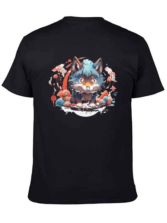 Cute Wolf Lightweight Cotton T-Shirt – Daily Comfort Graphic Shirt
