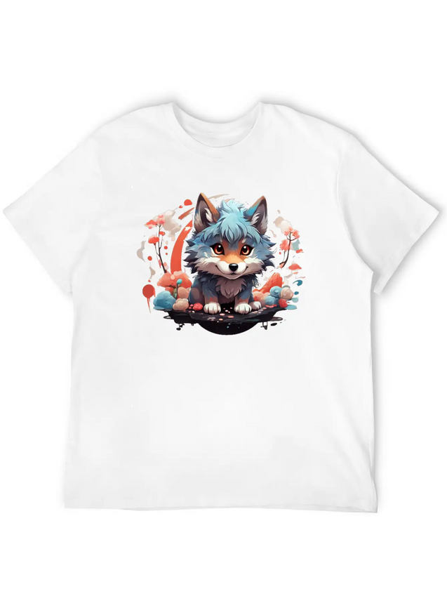Cute Wolf Lightweight Cotton T-Shirt – Daily Comfort Graphic Shirt