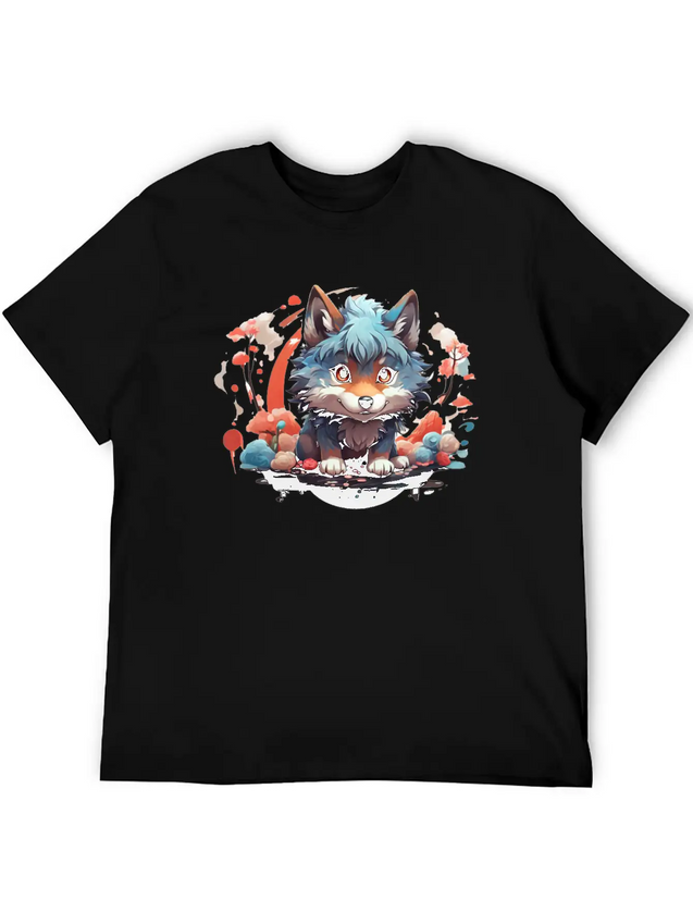 Cute Wolf Lightweight Cotton T-Shirt – Daily Comfort Graphic Shirt