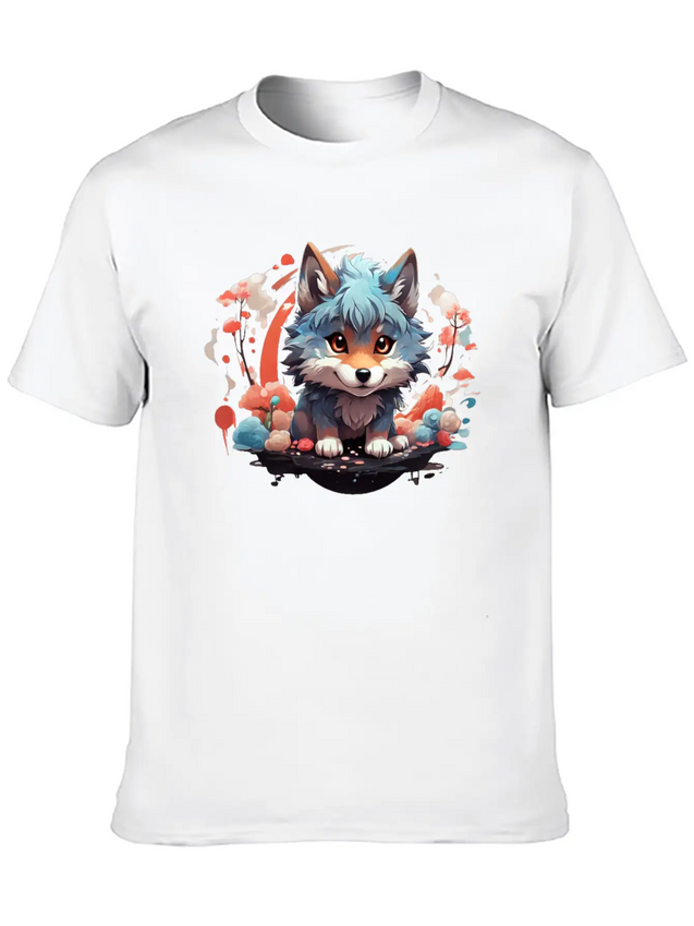 Cute Wolf Lightweight Cotton T-Shirt – Daily Comfort Graphic Shirt