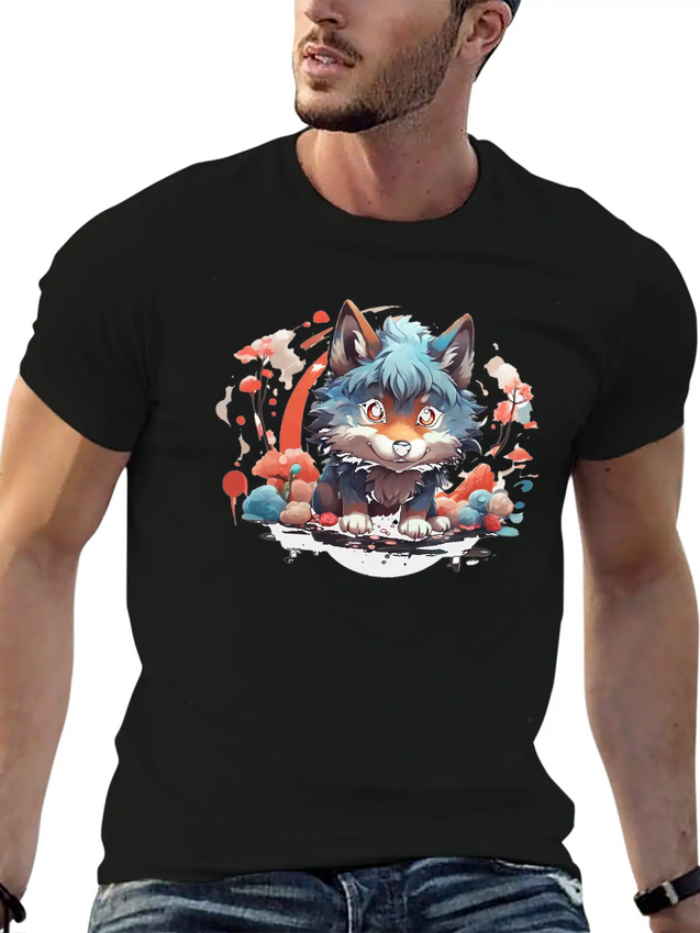 Cute Wolf Lightweight Cotton T-Shirt – Daily Comfort Graphic Shirt