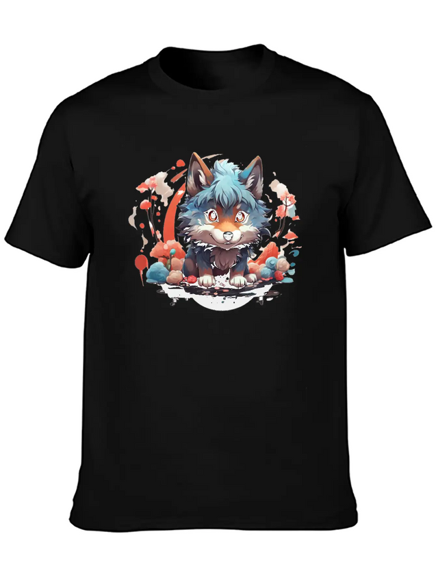 Cute Wolf Lightweight Cotton T-Shirt – Daily Comfort Graphic Shirt