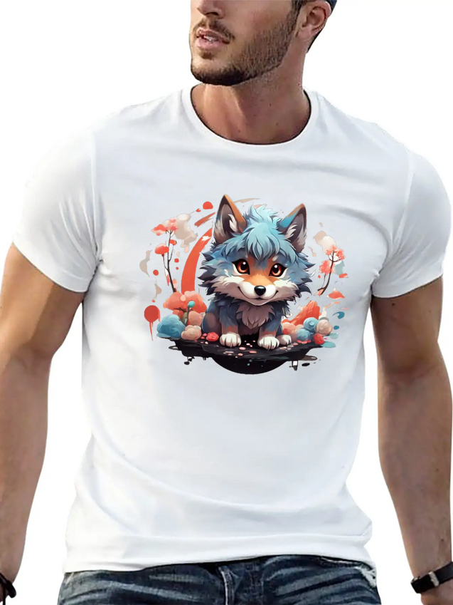 Cute Wolf Lightweight Cotton T-Shirt – Daily Comfort Graphic Shirt