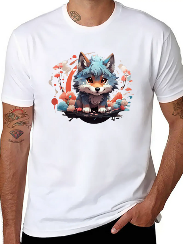 Cute Wolf Lightweight Cotton T-Shirt – Daily Comfort Graphic Shirt