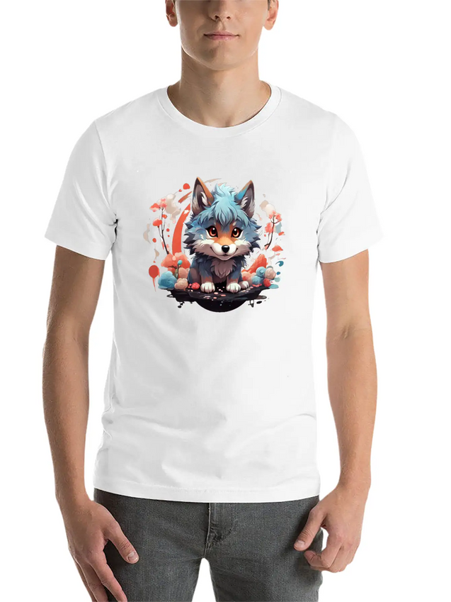 Cute Wolf Lightweight Cotton T-Shirt – Daily Comfort Graphic Shirt
