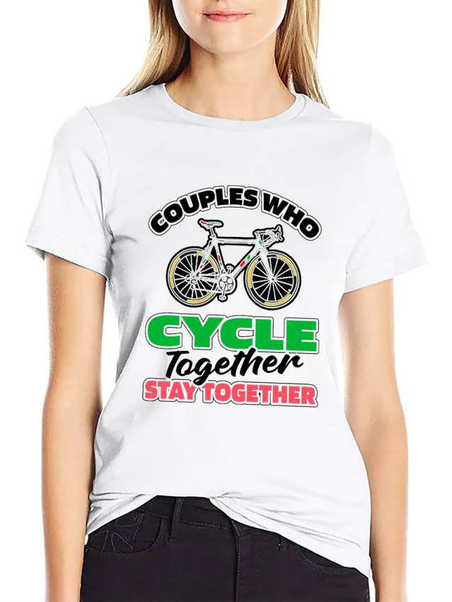 Cycling Cyclist Couple Lightweight Cotton T-Shirt – Daily Comfort Graphic Shirt
