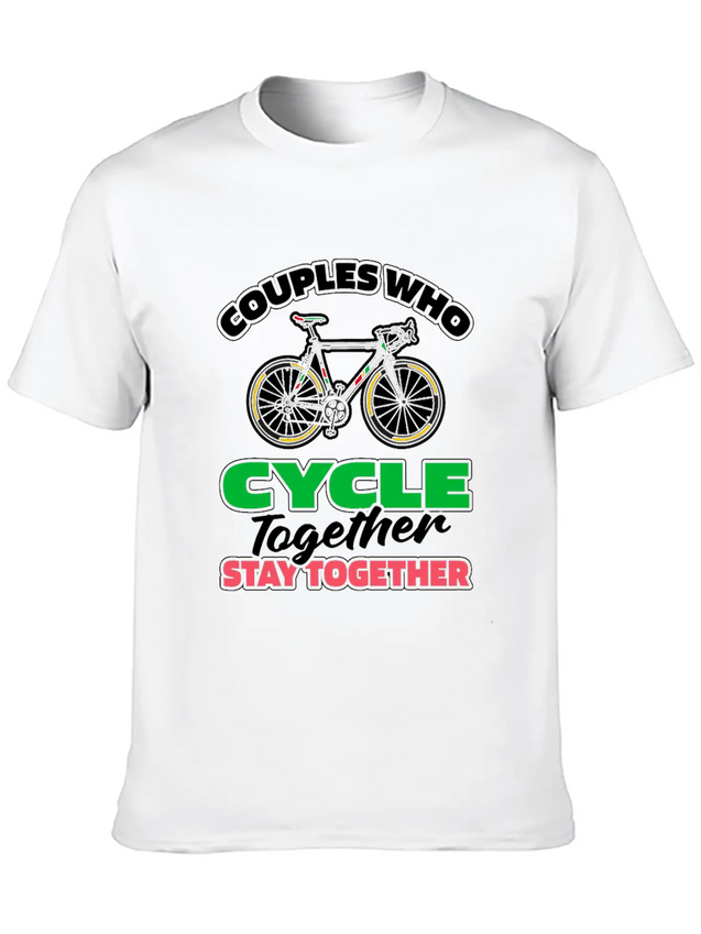 Cycling Cyclist Couple Lightweight Cotton T-Shirt – Daily Comfort Graphic Shirt