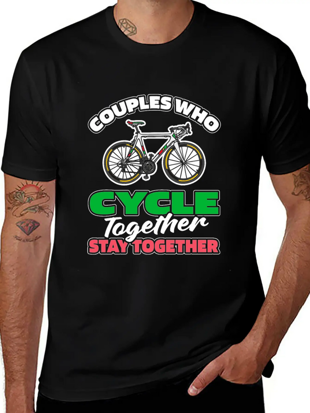 Cycling Cyclist Couple Lightweight Cotton T-Shirt – Daily Comfort Graphic Shirt