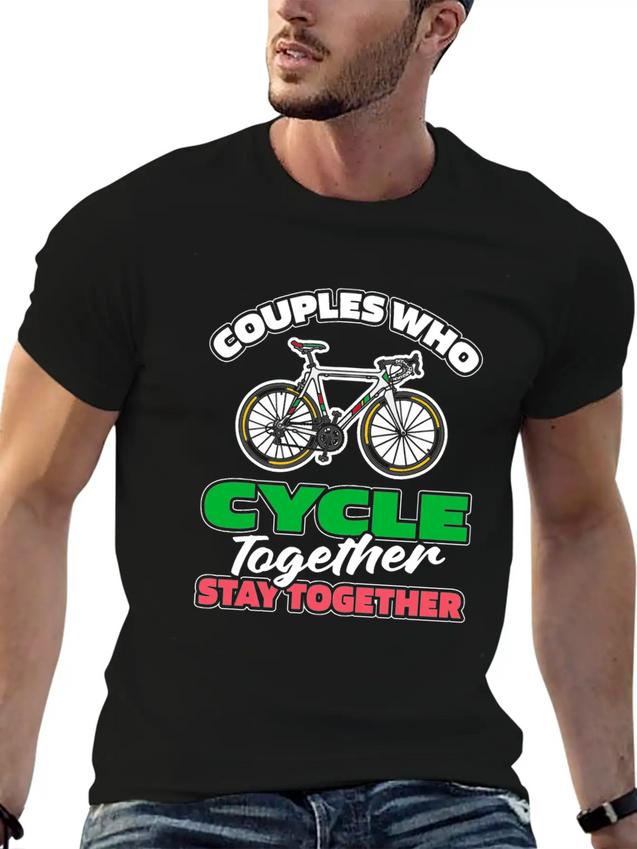 Cycling Cyclist Couple Lightweight Cotton T-Shirt – Daily Comfort Graphic Shirt