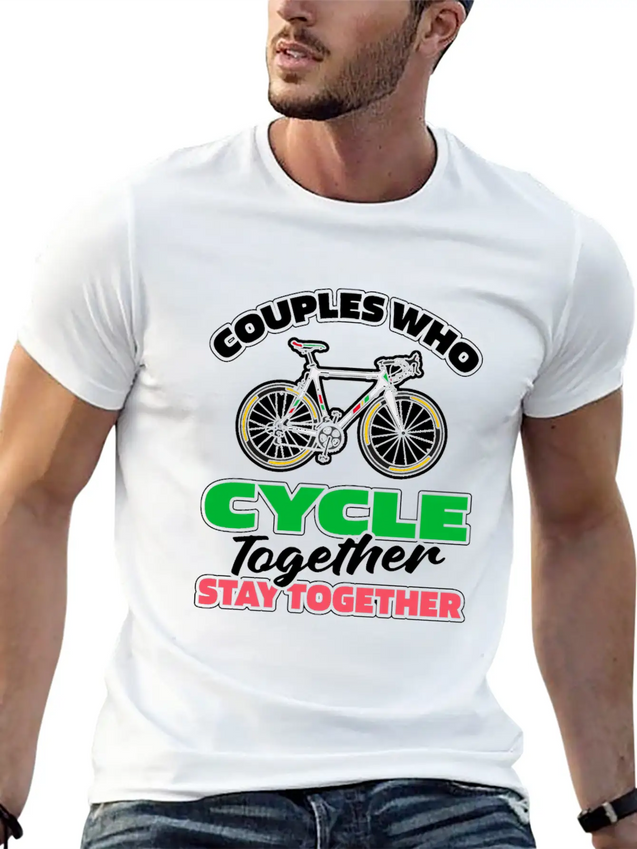 Cycling Cyclist Couple Lightweight Cotton T-Shirt – Daily Comfort Graphic Shirt